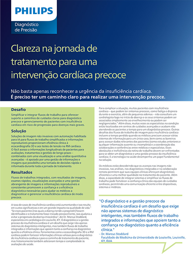 Capa do artigo da Philips sobre solu&ccedil;&otilde;es para identificar ciclos claros de cuidado para interven&ccedil;&atilde;o imediata na insufici&ecirc;ncia card&iacute;aca (Download .pdf)