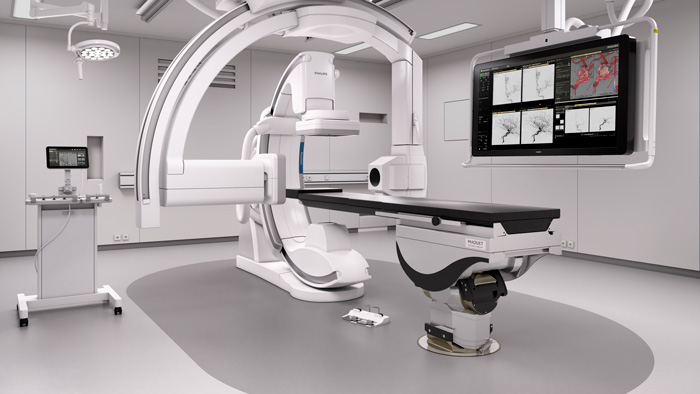 Azurion com a mesa de opera&ccedil;&atilde;o Magnus da Getinge