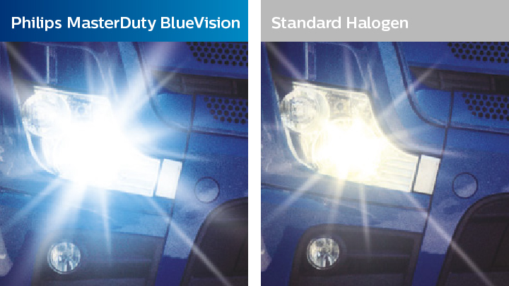 compare a emiss&atilde;o de luz da masterduty blue vision com a de uma luz normal